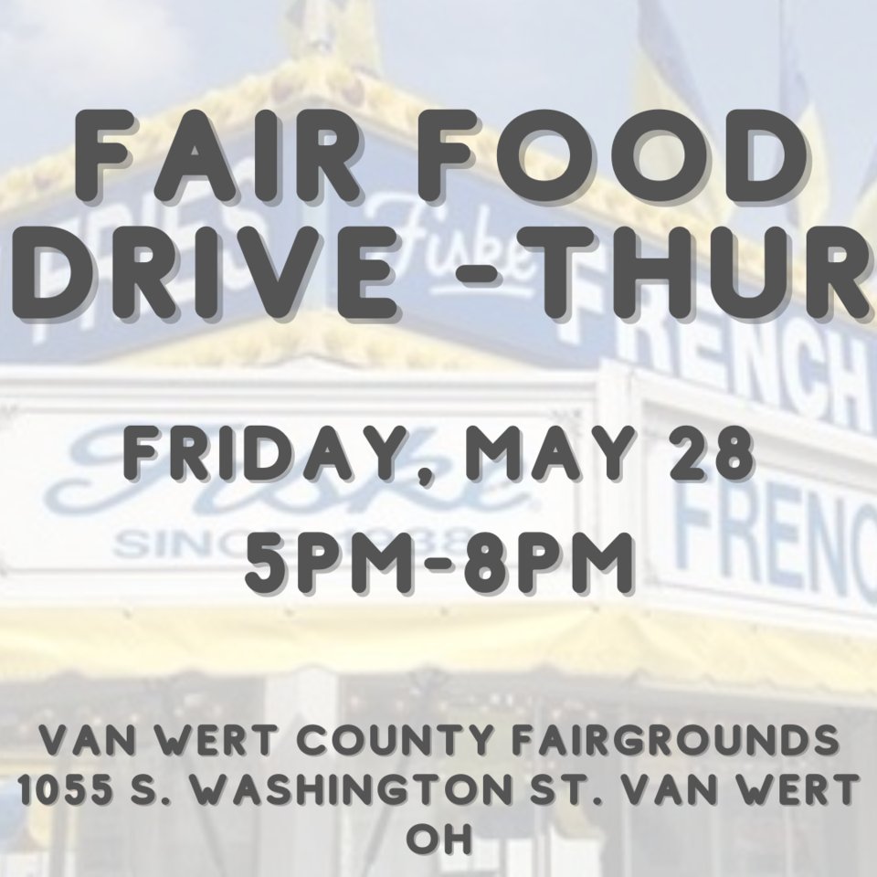 vwfair's tweet photo. Come out to the fairgrounds May 28, 5PM-8PM to get some delicious fair food! There will be a variety of your favorites like french fries, lemon shakeups, ice cream, and BBQ. https://t.co/pViyNre2xj