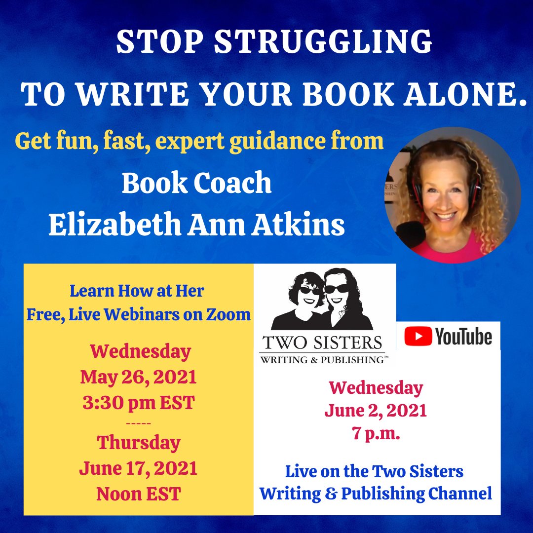 ElizabethAtkins's tweet image. Couldn't make it to the first webinar? No worries! Elizabeth Ann Atkins is holding a second Book Coaching Webinar Thursday June 17th at 12PM EST. Mark your calendars and get ready to write!

#bookcoaching #writersworkshop #writingsessions #writingcommunity #author #freewebinar