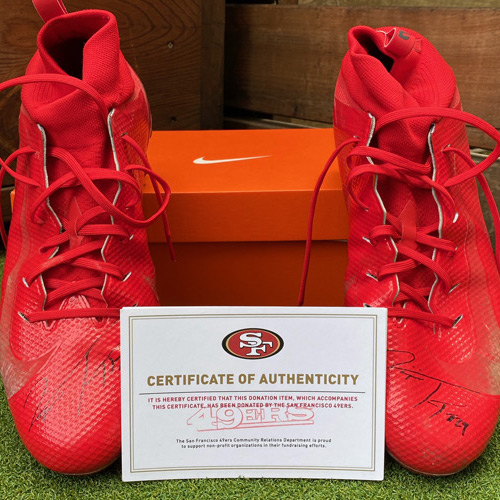 salesforcejobs's tweet photo. San Francisco @49ers safety Jaquiski Tartt graciously donated his hand-signed game-worn cleats to help #Abilityforce raise funds for @EFNORCAL. The raffle-winning donor is @CarrieW35224655
Thank you to @Quaski, Abilityforce, and everyone who donated 💙❤️ https://t.co/e1zwHRdiTw