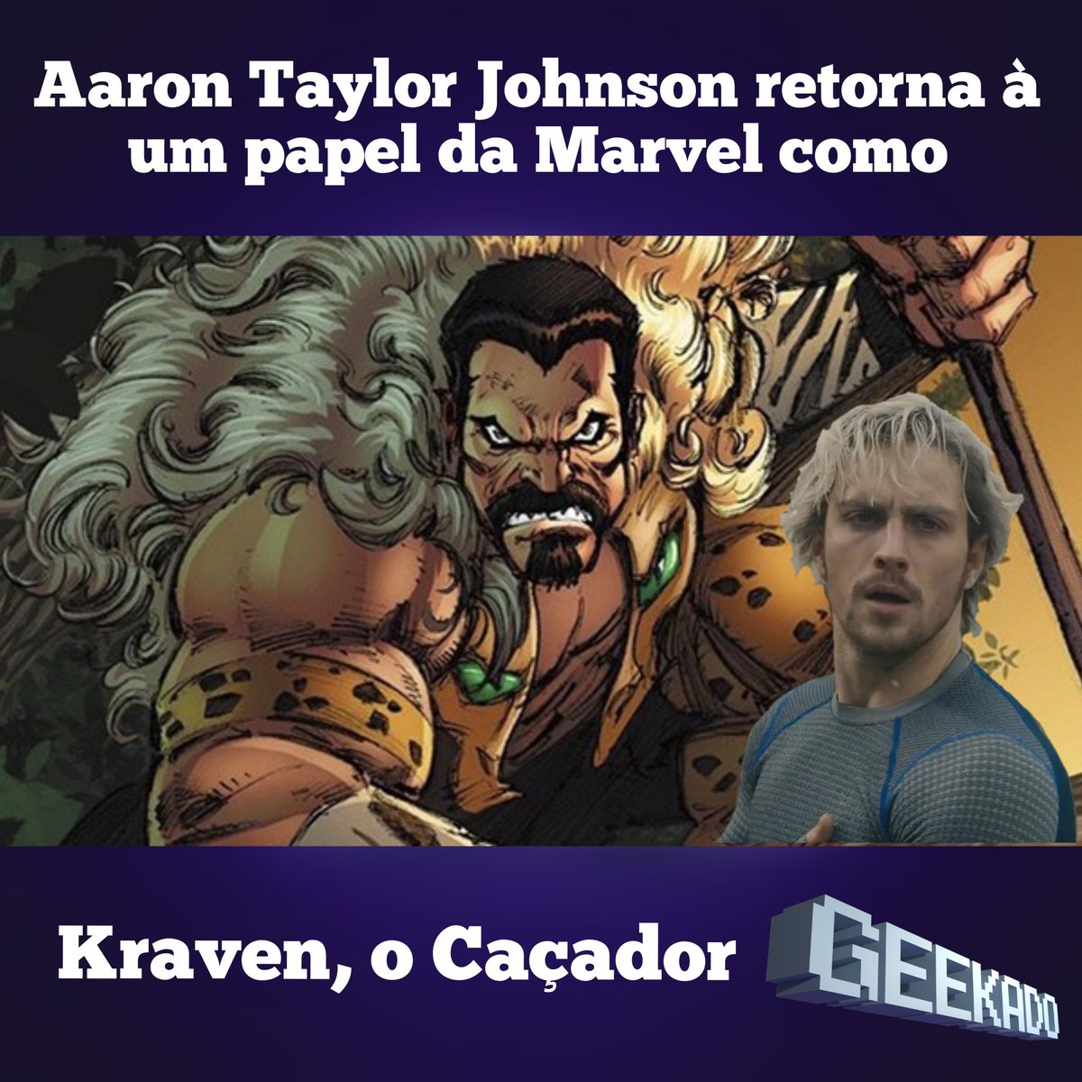 Geekado1's tweet photo. O ator que interpretou o Mercúrio em Vingadores: A Era de Ultron foi anunciado pela Sony como Kraven, o Caçador, um dos maiores vilões do Homem-Aranha.

#AaronTaylorJohnson #kravenocaçador #Sony #SonyPictures #marvel #homemaranha #vingadoresaeradeultron #mercurio #quicksilver https://t.co/Zbh2mCLlnC