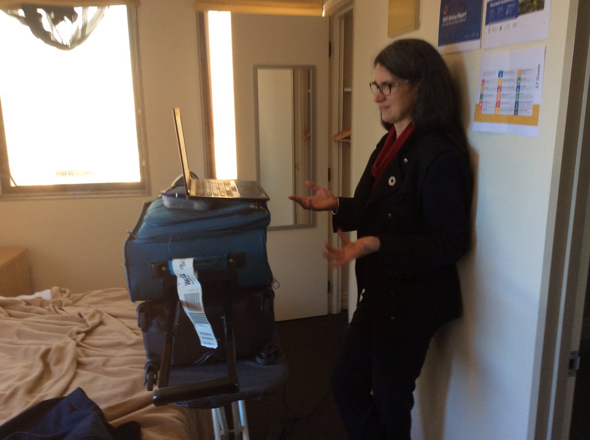 Thanks <a href="/NZTEnews/">NZTE</a> for having Barbara at your #SDG webinar this morning. We had to be a bit creative for having also a good  setup. Note the ironing board...