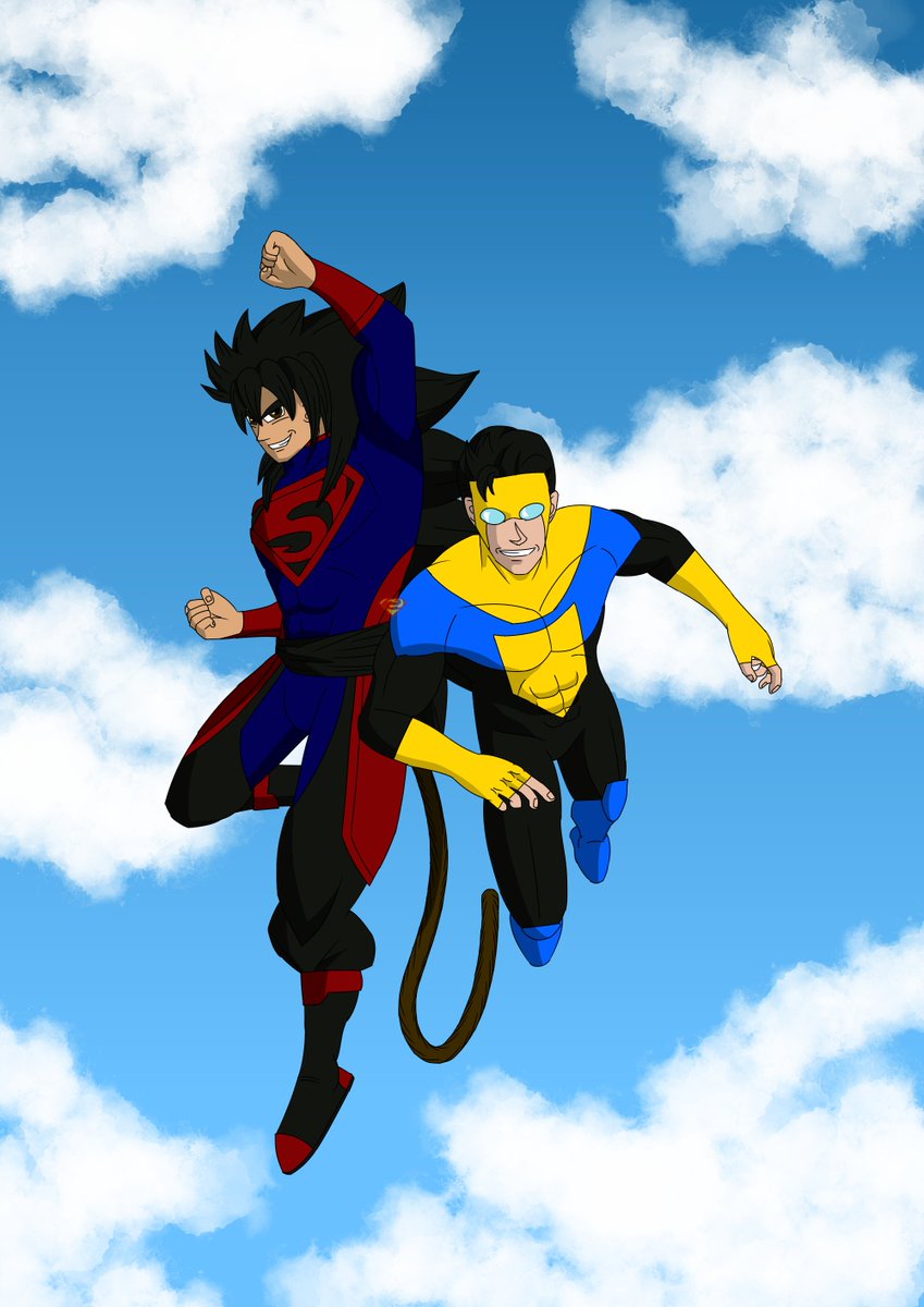 SaiyanOfSteel_'s tweet photo. Since people are getting more exposed to Invincible right now, I decided to capitalize on that and show off ya boi teaming up with Invincible.
Telling you guys now, read the comics. This shit gets HYPE!
#Sparga #Invincible #DBZ #Superman #SaiyanKryptonianHybrid #OmniMan #DBZOC https://t.co/LcJXSPs1Ev