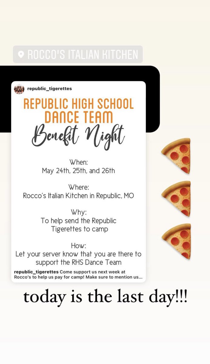 Last night of our benefit night at Rocco’s is TONIGHT!!!