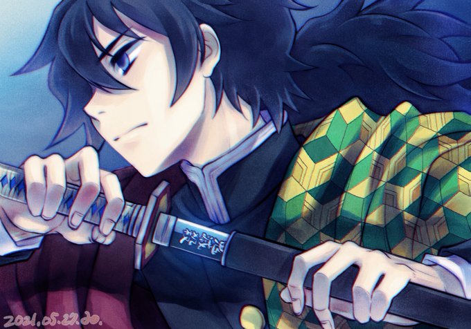 青。さんがTwitterに投稿した冨岡義勇(鬼滅の刃)のイラスト。