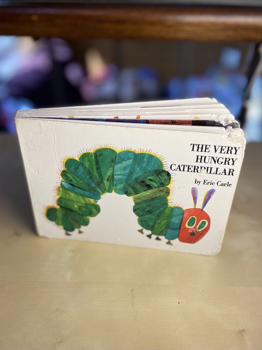 NaNoWriMo's tweet photo. There is perhaps no greater compliment for a certain demographic of author than a book so beloved that the spine has been taped three times and all the edges have been lovingly chewed. Rest in peace, Eric Carle. Thank you for all the stories. https://t.co/xjVR9yfsO4 https://t.co/vy7YW8tZxX