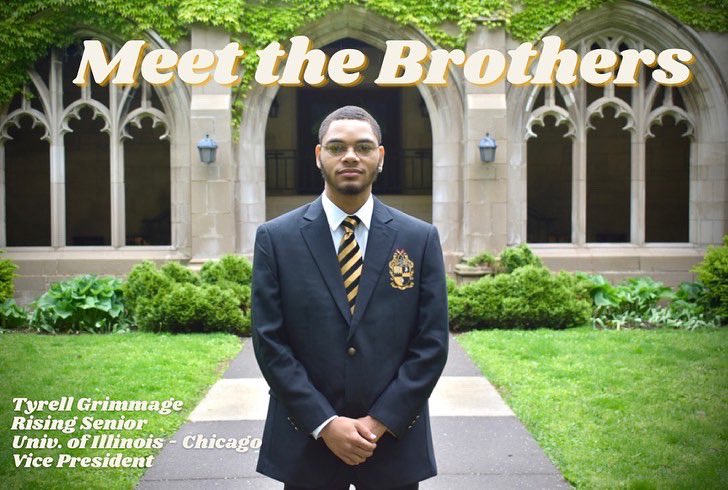 Theta1910's tweet photo. The next brother we’d like to introduce is Tyrell Grimmage (1-Θ-FA 20) from Chicago, IL. Bro. Grimmage is a rising 4th year at the University of Illinois - Chicago majoring in Business Management with a minor in Finance. He is the incoming Vice President of Theta. https://t.co/I0zLbtnbAU