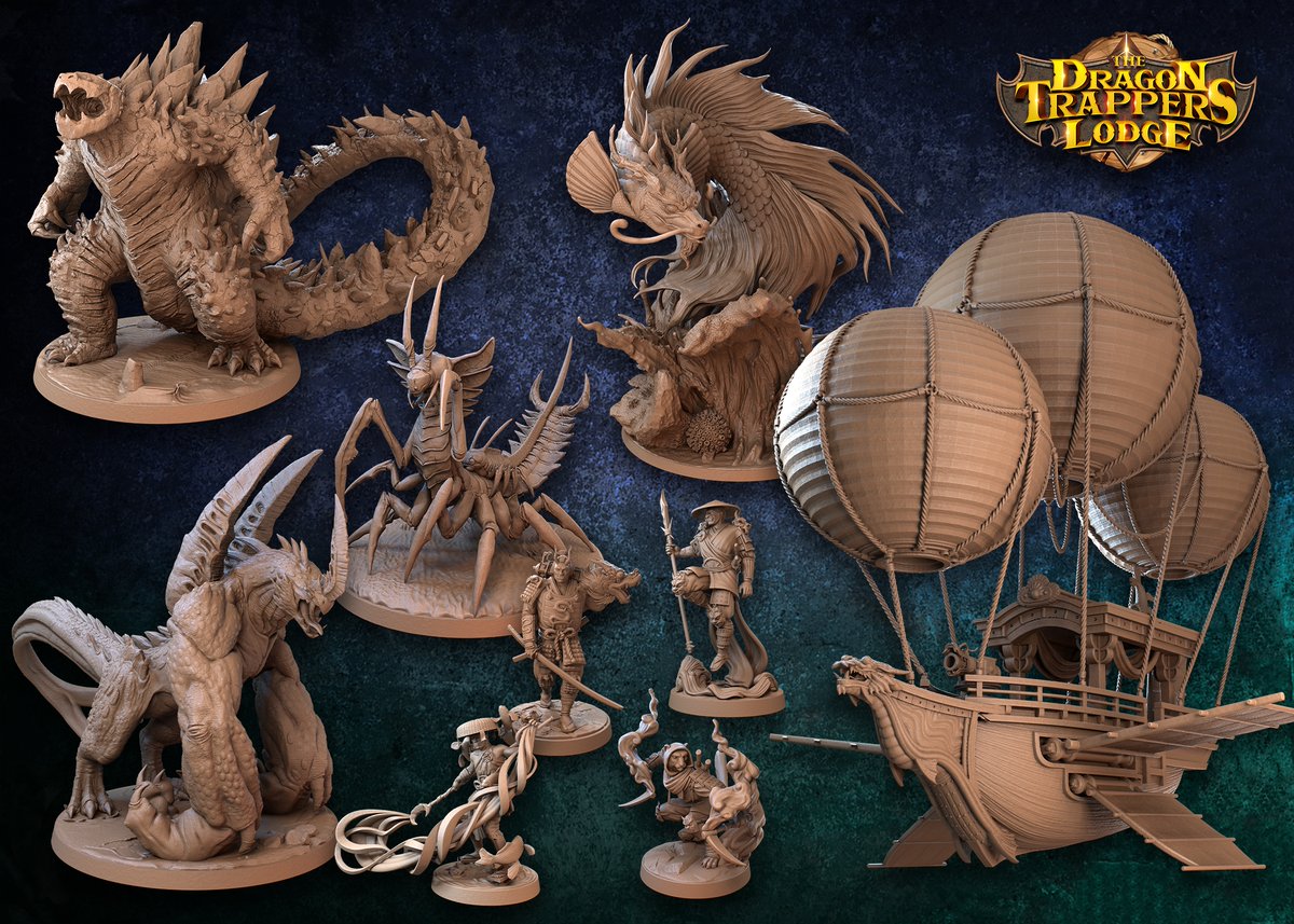 Next month's theme is Kaiju Invasion! Here's a preview of what's to come! Can't wait for you guys to get your hands on these minis!
​​#dragontrapperslodge #kaiju #airship #3dprintable #3dprint #miniatures #dnd #dungeonsanddragons #3dprinting