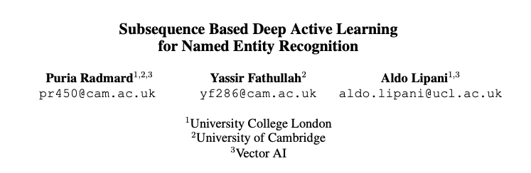 AldoLipani's tweet photo. The pre-print and code of our #ACL2021 paper titled: "Subsequence Based Deep Active Learning for Named Entity Recognition" are now available here: https://t.co/wvuijK1FBW and here:
https://t.co/nBozKDfRV4
#nlp #activelearning #paperwithcode https://t.co/WsSnYKcGg6