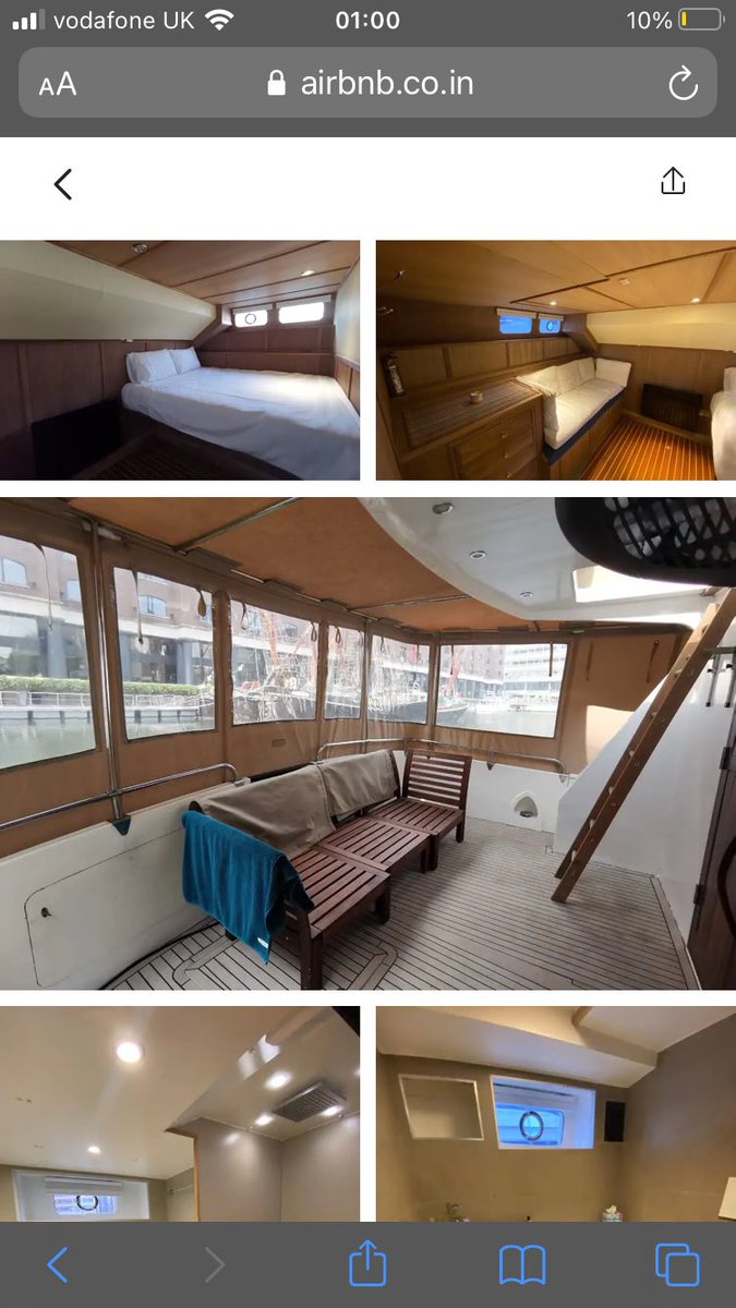 now proud owner of this yacht moored next to Tower Bridge and I’m letting it out as an Airbnb at £300 a night but mates rates will be a lot lower. 2 en suite bedrooms, a lovely galley, living area, an expansive deck.