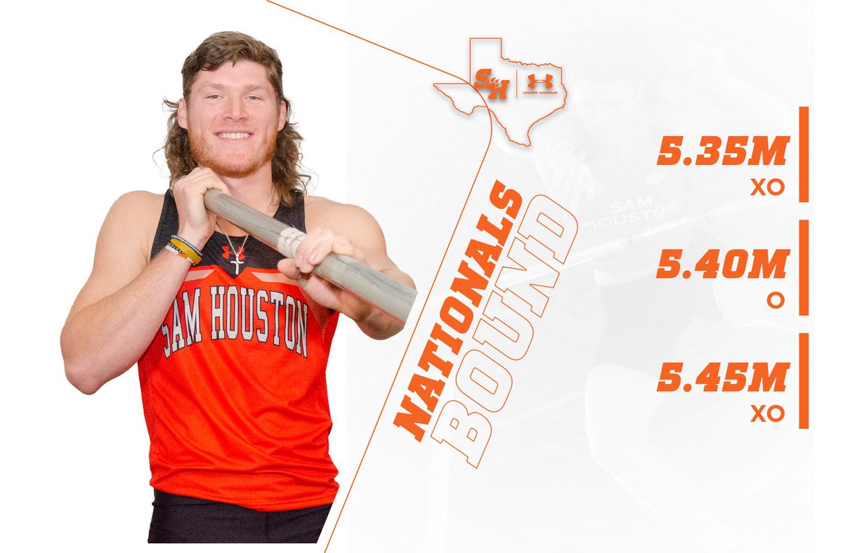 BearkatsTFXC's tweet photo. @clay10f qualifies for his 3rd consecutive Outdoor National Championship! #NCAATF #SHSU https://t.co/7u3oRZW1hi