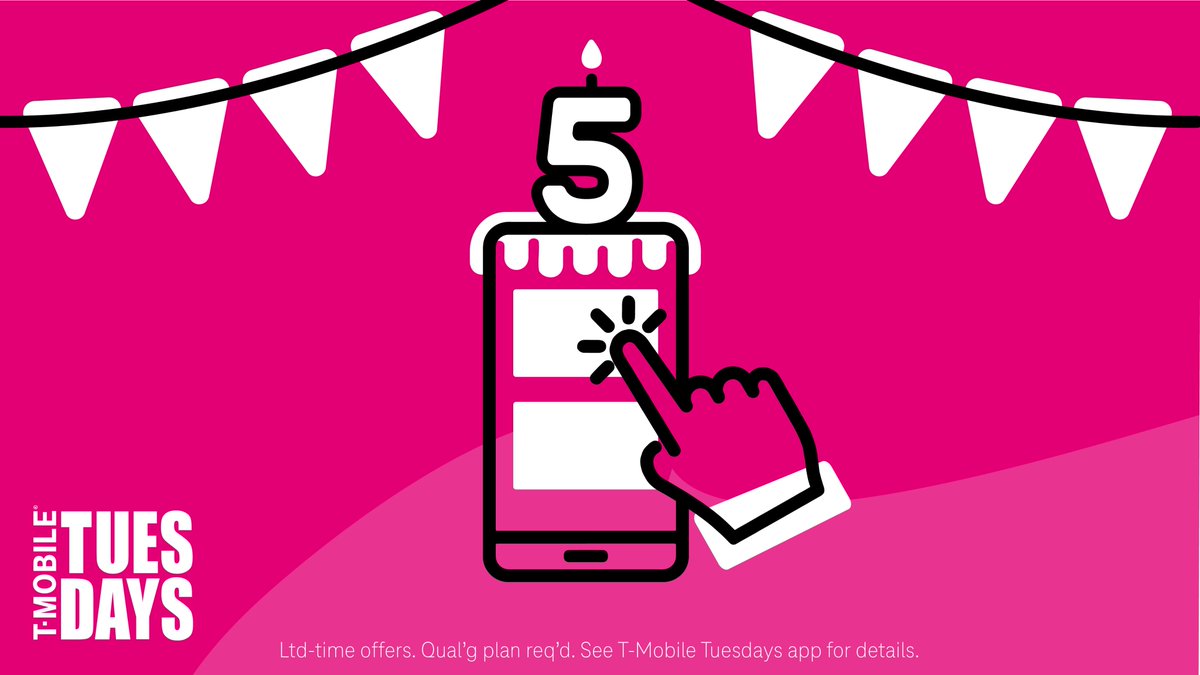 Whoa...#TMobileTuesdays is going BIG for their 5 Year #Thankiversary with awesome deals and free stuff ALL month! Check it out 👉📱🥳 #GetThanked @TMobile