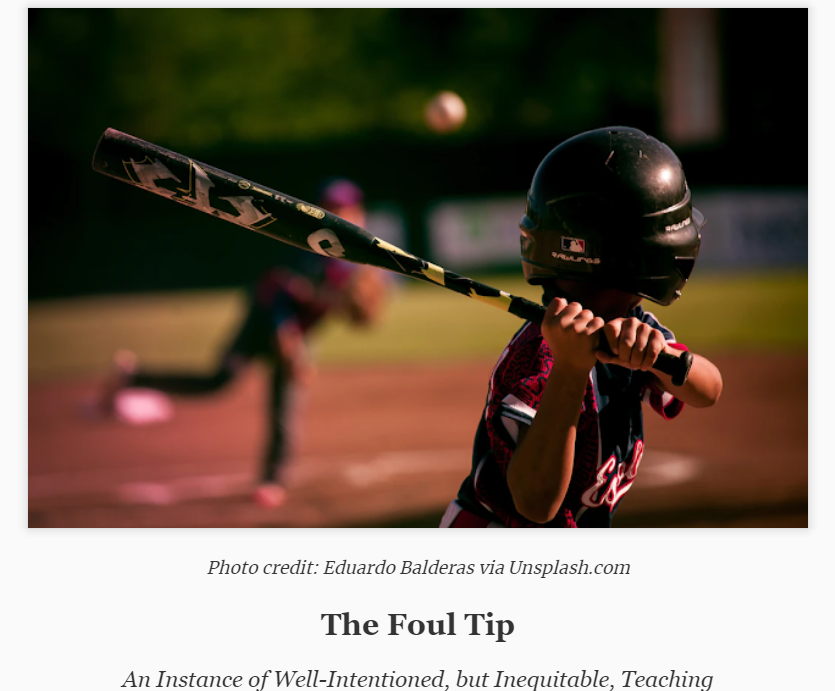 Latest reflective blog post - written as the essay for my <a href="/smcathletics/">SMC Purple Knights</a> graduate school application: "The Foul Tip: An Instance of Well-Intentioned, but Inequitable, Teaching" #vted #cvsdvt mrnelsonteaches.blogspot.com/2021/05/the-fo…