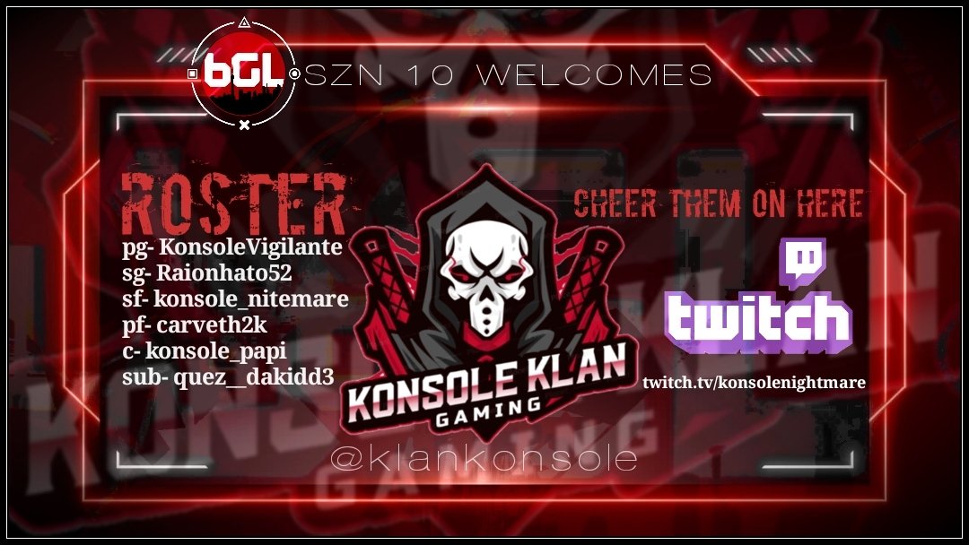 6GA2K's tweet photo. #6GLSZN10 Welcomes @KlanKonsole &amp; team

Catch them on our GOLDEN TICKET preszn tourney starting toningt @ 9PM EST
As they look to become # 1
#NBA2K21 #PlayStation 
@2KHUNTSEARCH @WalkOnWarriors @TexasStarrr_ https://t.co/B846xBMeoV