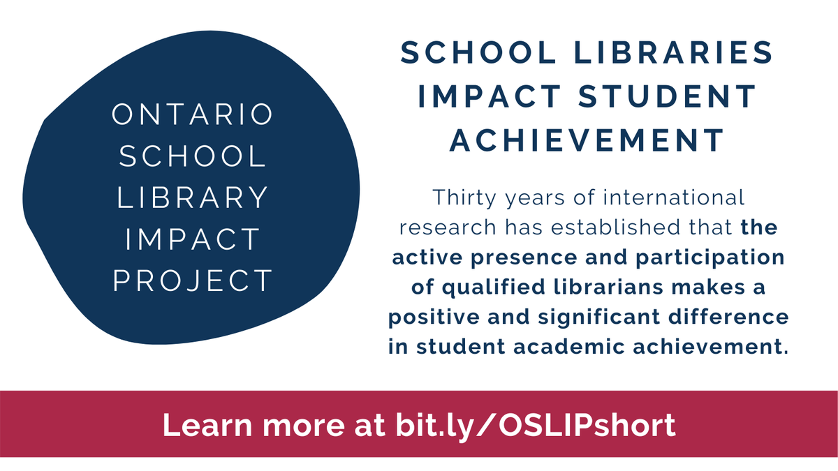 ONLibraryAssoc's tweet image. All students must have access to school library professionals to help develop the information literacy skills they&apos;ll need after they graduate. Check out our #OSLIP report: bit.ly/3upAFmk