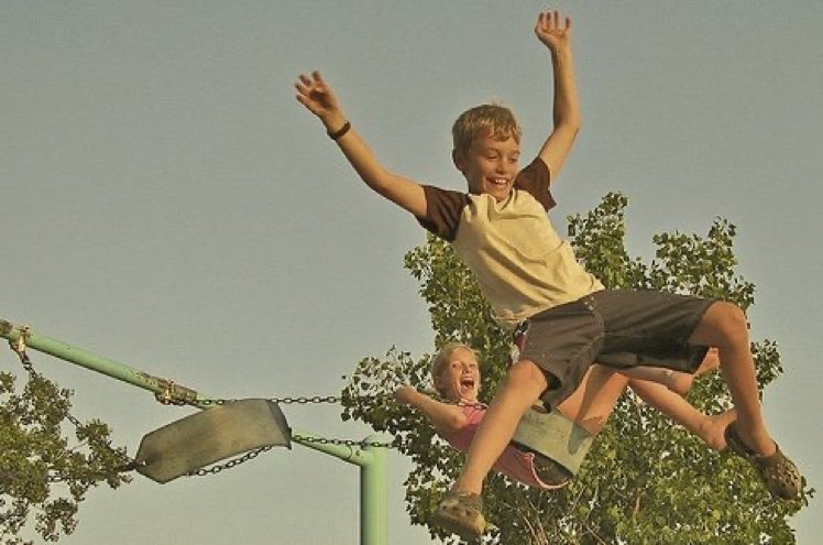 Still the only acceptable way to dismount from a swing. And true ballers always stuck the landing.