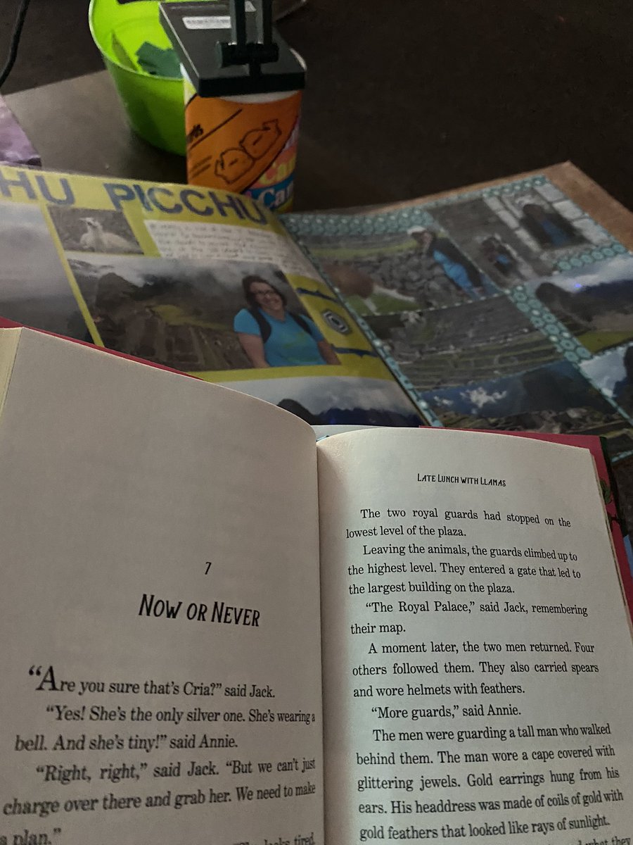 elliehershey's tweet photo. MTH tweet #2: We loved all the books, but some have been waiting since last year to make it to Late Lunch with Llamas! So fun reading a book to them and sharing pictures of my time in Peru! @MaryPopeOsborne https://t.co/OzUrv9jdVS