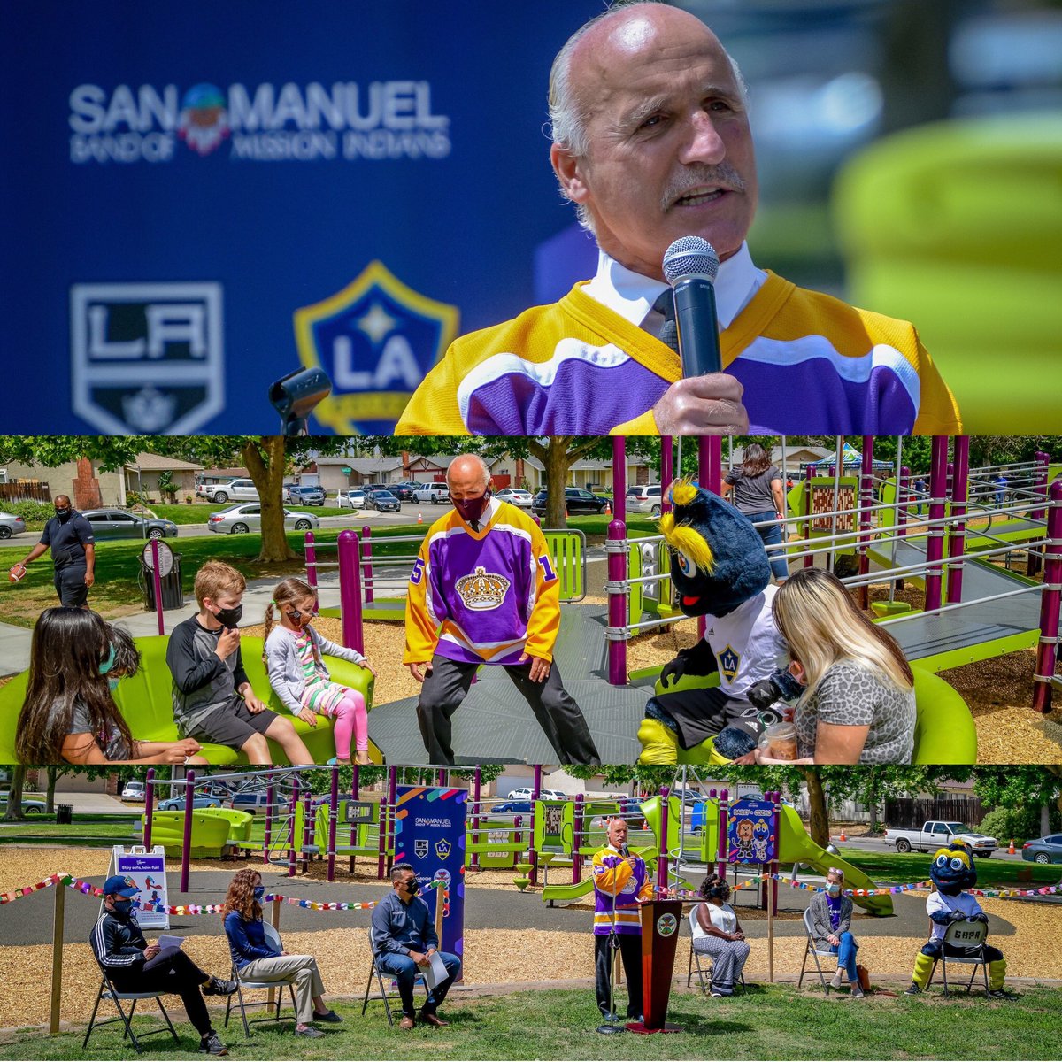 It was an honor to Emcee the official opening of the all accessible playground at Lionel E. Hudson Park @SanManuel@lakings@lagalaxy@kaboom ADA -compliant ramps and sidewalks from the parking lot to the playground #SMBMI
#NativePride #PlaySpaceEquity #SMCares