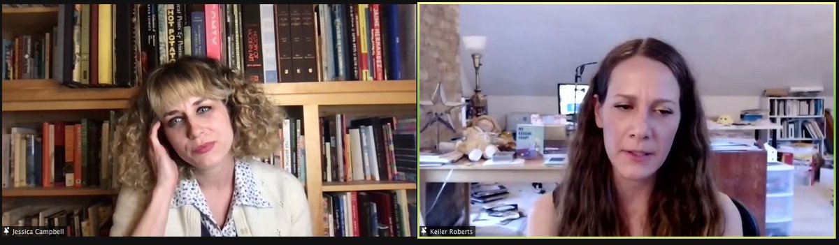 DandQ's tweet photo. "It was really hard to draw from my imagination because I always drew from direct observation." - @KeilerRoberts talking about the learning curve from fine art to comics with #JessicaCampbell at @floating_world #mybeggingchart #keilerroberts https://t.co/THllzd7mli https://t.co/u9NyNLQJfg