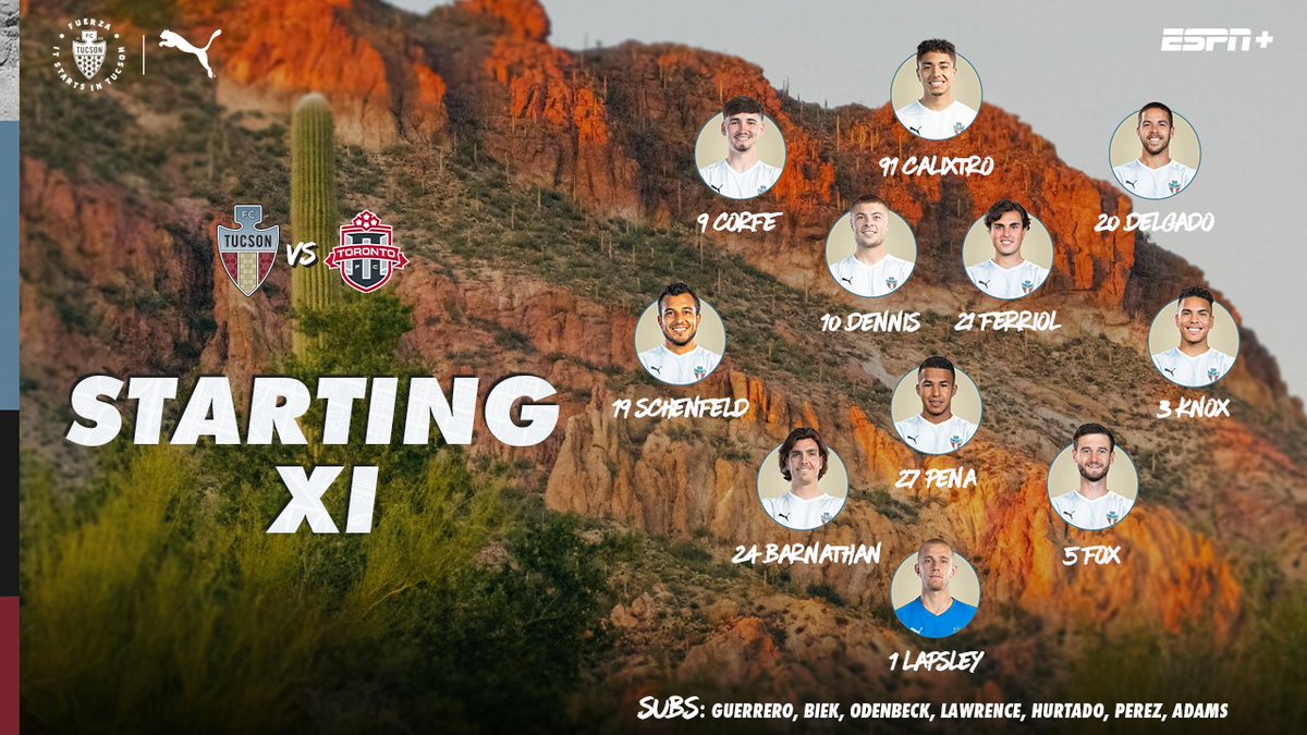 Your 𝗦𝘁𝗮𝗿𝘁𝗶𝗻𝗴 𝗫𝗜 to kick off in Casa Grande! 🏜️

#FuerzaTucson | #TORvTUC