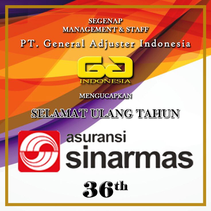 AdjusterGeneral's tweet photo. Segenap Management dan Staff PT. General Adjuster Indonesia mengucapkan Selamat Ulang Tahun PT. Asuransi Sinar Mas ke-36 Semoga Sukses Selalu.
#happyaniversary 🥳🎂 @as_sinarmas https://t.co/dvSZlbazMj
