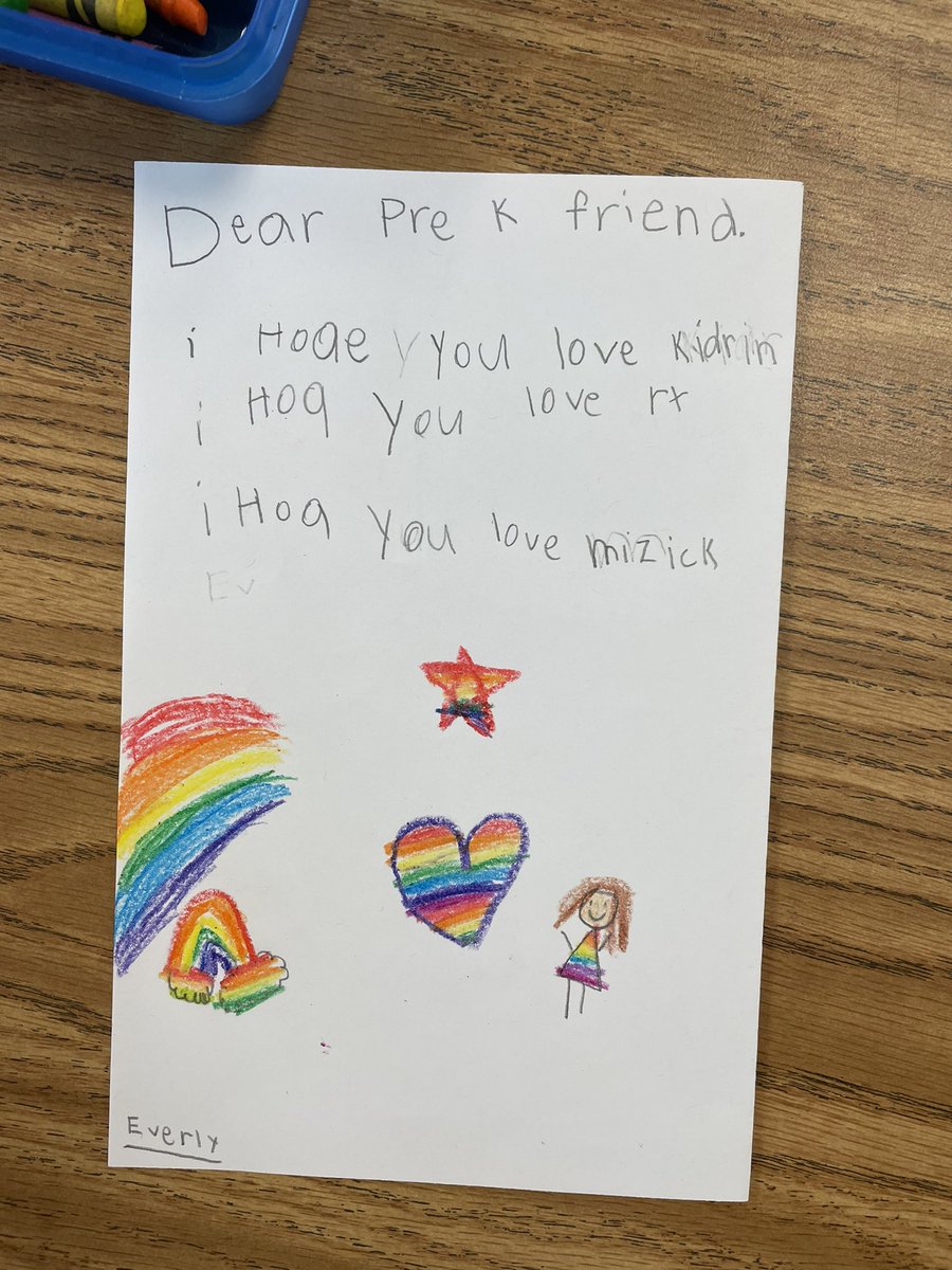 EBertossa's tweet photo. My kiddos wrote such sweet notes to @AbstonAnnissa pre k babes who came to visit us today 🥺 #spiritbelieves https://t.co/trgKZh3yYj