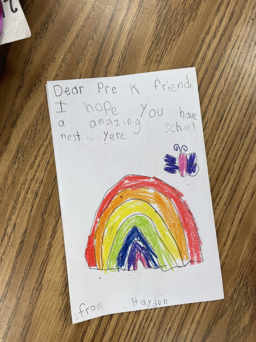 EBertossa's tweet photo. My kiddos wrote such sweet notes to @AbstonAnnissa pre k babes who came to visit us today 🥺 #spiritbelieves https://t.co/trgKZh3yYj