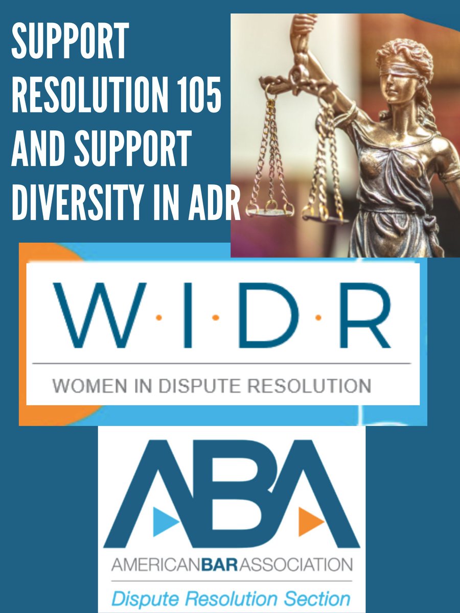 #Women in #DisputeResolution (#WIDR) is a committee of the @ABA_DR  which promotes #diversity in the ADR field and #Resolution105.  @ABAesq’s call to action and a summary of the steps each constituent can take to increase diversity are available here: americanbar.org/content/dam/ab…