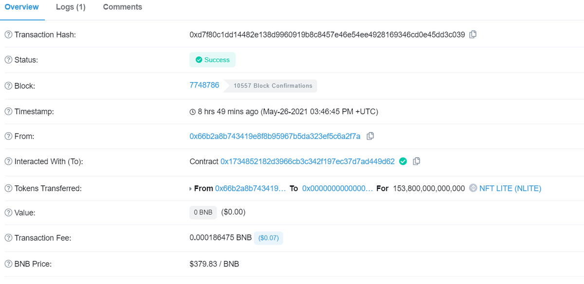 NFTLite's tweet photo. Successfully burned 153,800,000,000,000 NFT LITE TOKENS sent to dead wallet address as shown.

Transaction hash:

https://t.co/qhsAb9JFI6 https://t.co/8GeIKoeTrL