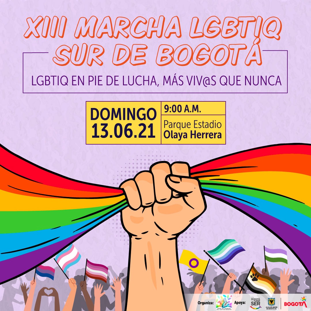 mesalgbtisurbta's tweet photo. https://t.co/fF77QKlTdM

LGBTIQ En Pie de Lucha, Más Viv@s Que Nunca. 
Xlll Marcha LGBTIQ Sur de Bogotá 
Fecha: 13 Junio 2021 
Hora: 9:00 am 
Lugar: Parque Estadio Olaya Herrera 
Carrera 21 # 25 - 35 sur

🏳️‍🌈✊🏻🏳️‍🌈 https://t.co/HRaUXWjNyK