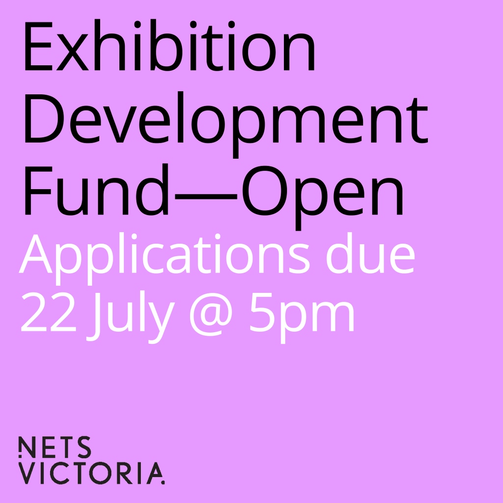 netsvictoria's tweet photo. A great opportunity for curators - our Exhibition Development Fund (EDF) provides seed funding to research and develop new, curated exhibitions of contemporary visual arts, craft and design. ⁠ 

Due: 5pm Thursday 22 July 2021. https://t.co/D26ryDFwgF