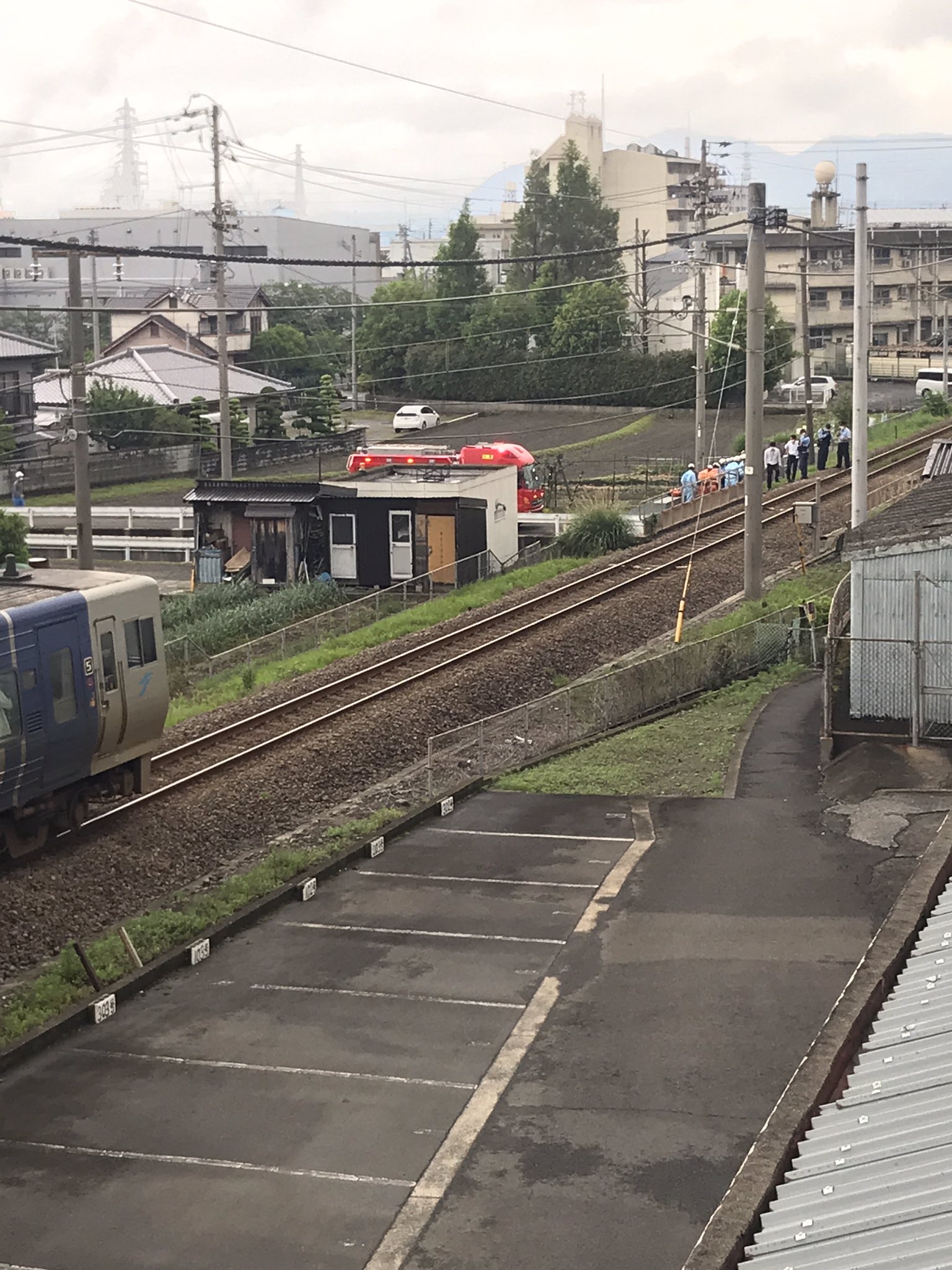 予讃線の伊予三島駅の人身事故現場の画像