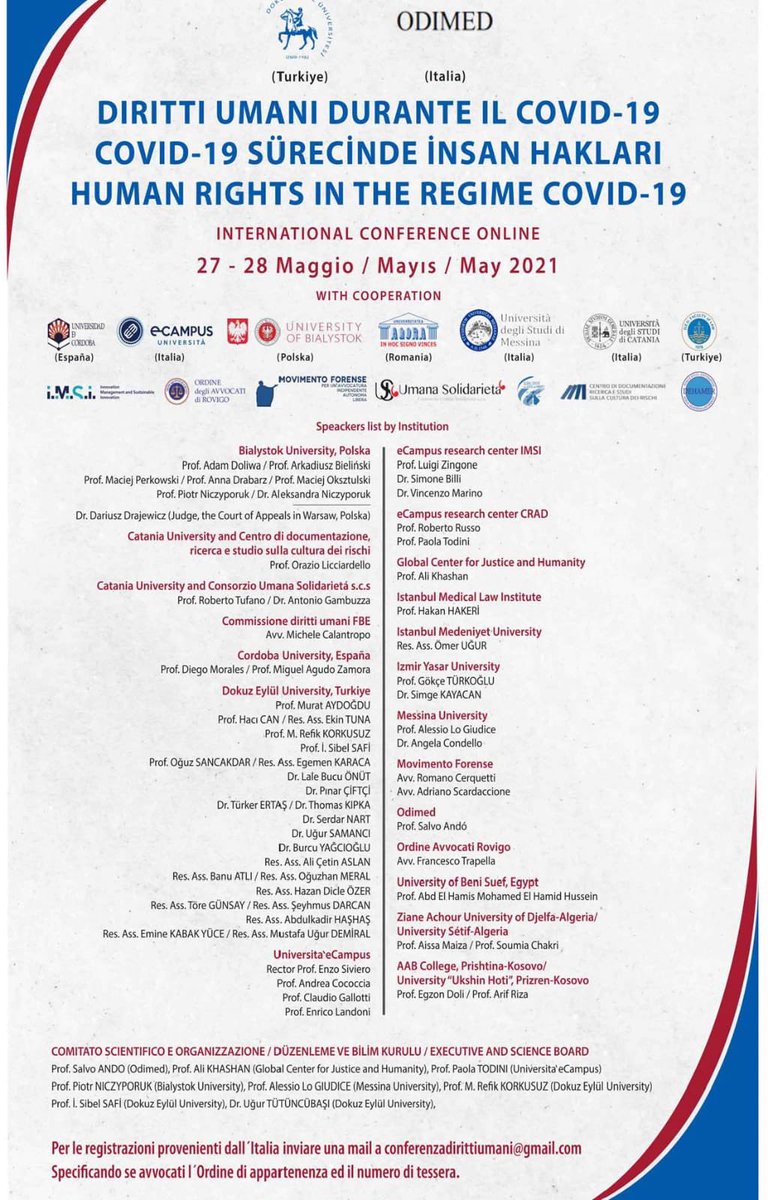 Movforense's tweet photo. Movimento Forense #webinar il 🚨🚨🚨OGGI e DOMANI 🚨🚨🚨con il tema “DIRITTI UMANI DURANTE IL COVID19”. @alalumia 
@MCesali @radiotribunale @AScardaccione @CerquettiRomano https://t.co/Wr1igOMXR0