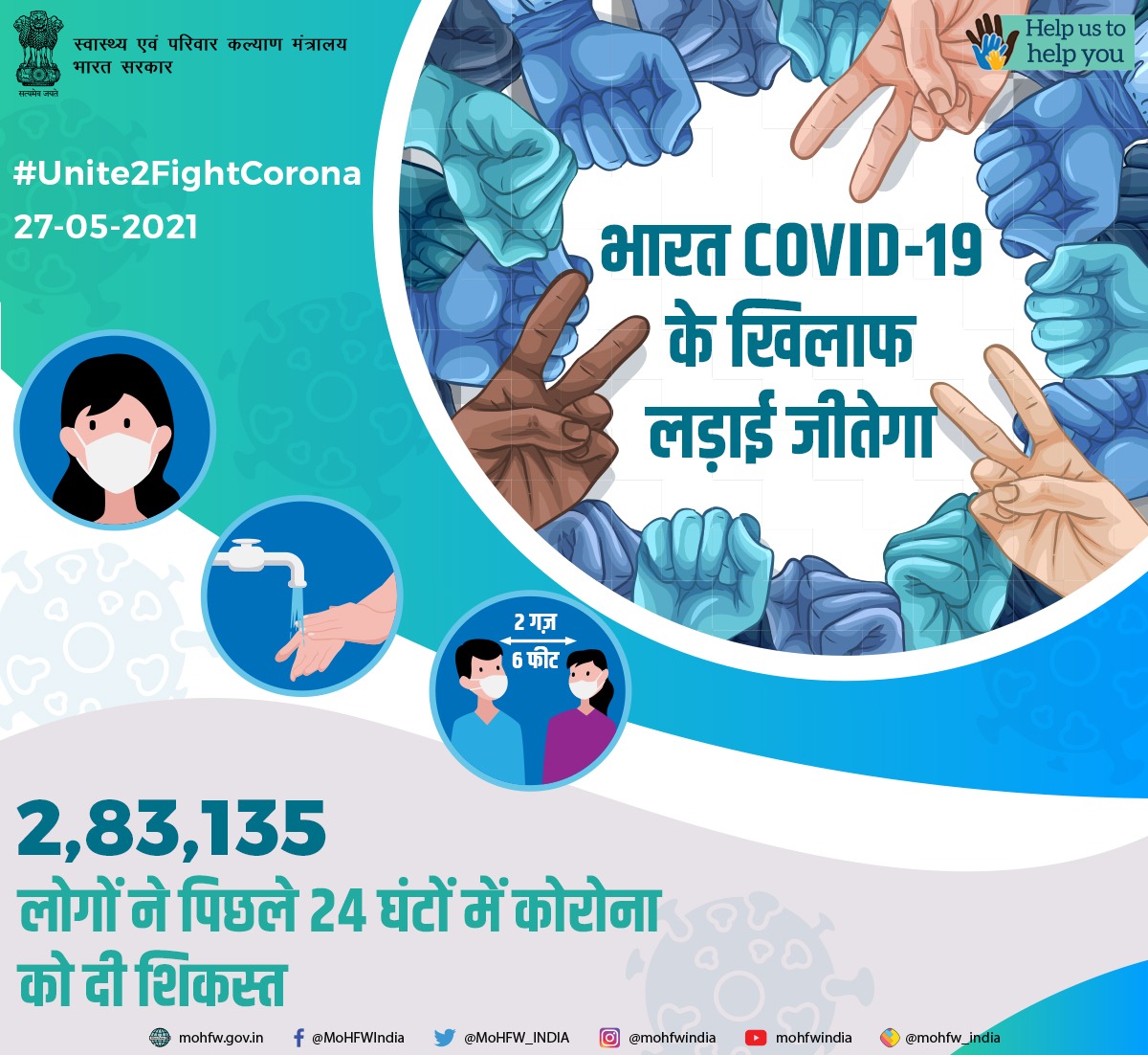 MoHFW_INDIA's tweet photo. #Unite2FightCorona 
#IndiaFightsCorona https://t.co/C2WPkcNOTO