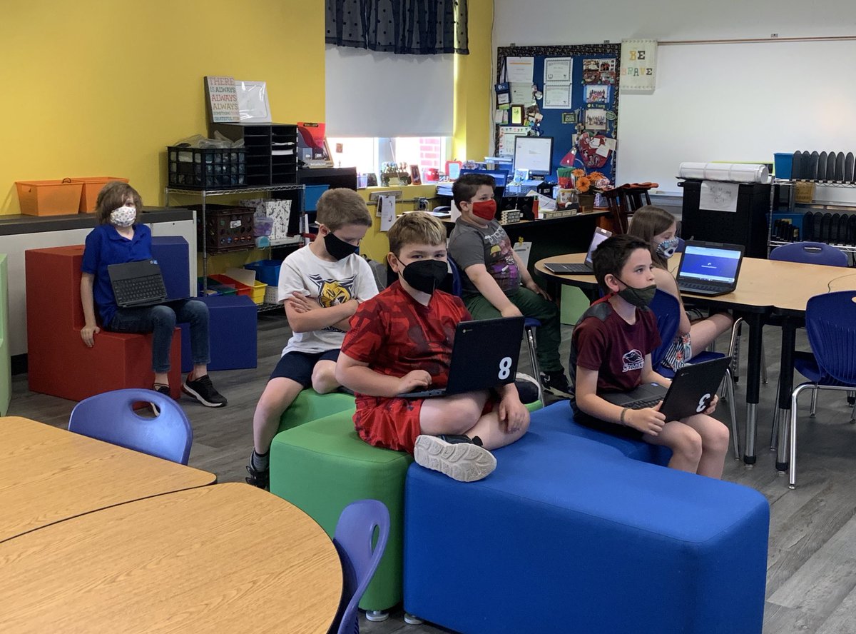 After a year that started with a classroom full of mold, a total gutting/restoration to get rid of mold, COVID restrictions, push-in classes, etc., etc., I was nothing short of GIDDY to have students IN my classroom this week for our final technology class!🙌#washwildcats #diglit