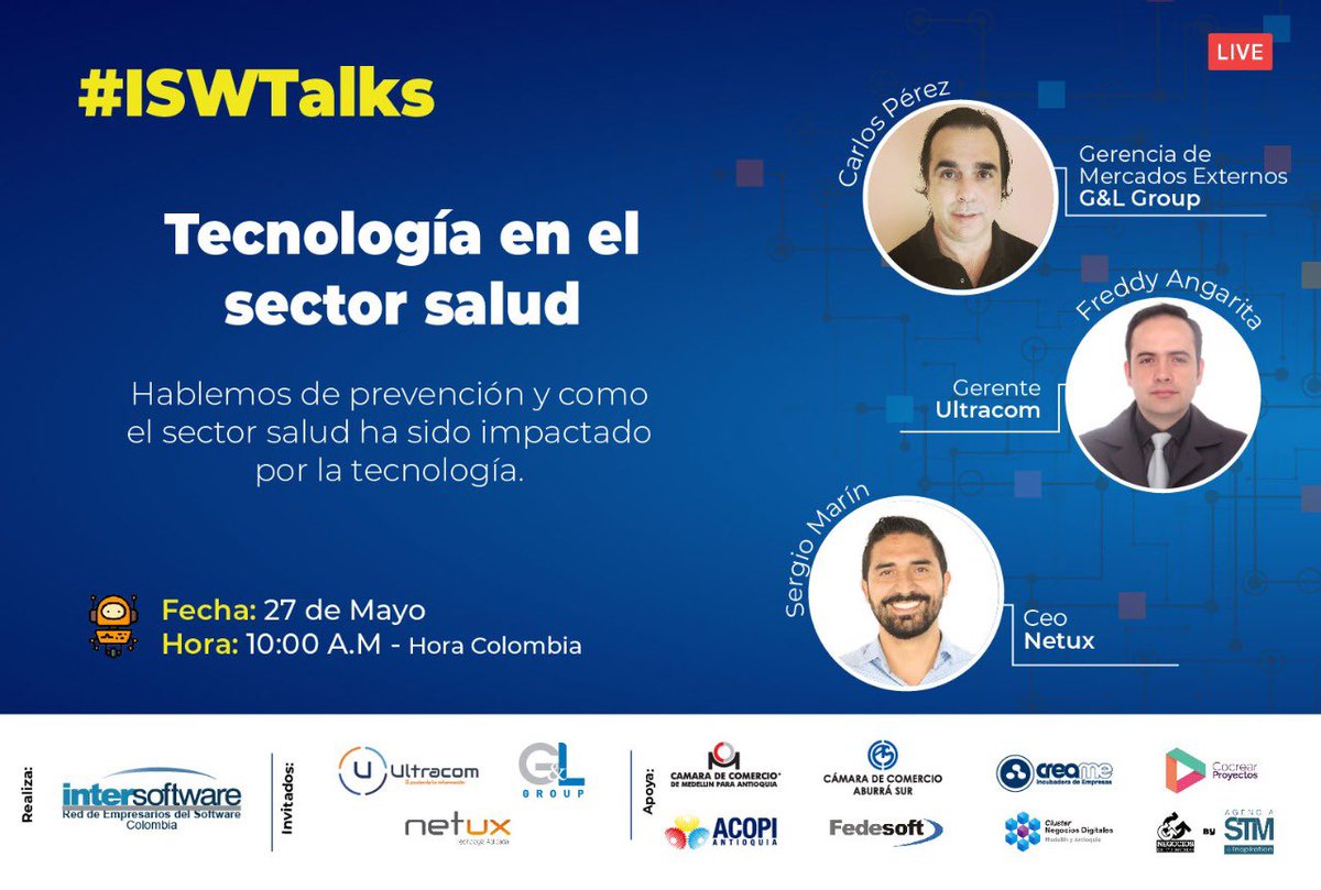 cgota18's tweet image. #Mañana la cita es con los #ISWTalks , hablaremos de tecnología aplicada al sector salud y cómo los usuarios pueden aportar para mejorar el sistema con nuestros expertos. Link de inscripción ➡️ bit.ly/3f7rpOu