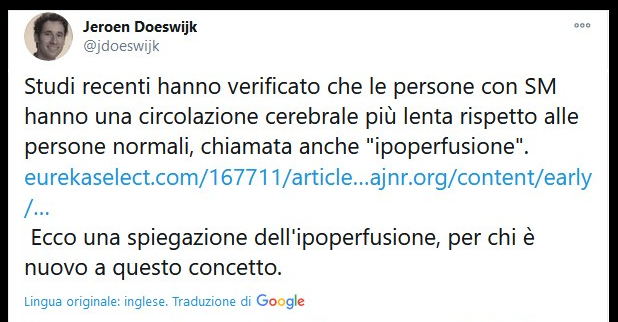 CCSVI_nella_SM's tweet photo. Jeroen Doeswijk, IBM Cloud &amp; Cognitive Software Expert Labs - People With Disabilities (PwD) ambassador IBM NL:
"le persone con #SclerosiMultipla hanno una #circolazione #cerebrale più lenta chiamata anche #ipoperfusione".

https://t.co/uPripc5LTK

#CCSVI #sapevatelo #pazienti https://t.co/t8MsVc2UQ4
