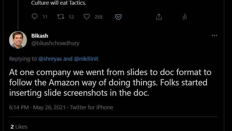 shreyas's tweet photo. Many teams fall prey to the Black Turtleneck Fallacy:

Wearing a black turtleneck won’t make you Steve Jobs. And following a great company’s process won’t just make your team great.

Identify what matters
Fix culture, not just process
Why before what/how

Hilarious example here🤣 https://t.co/gkQh17uSMu