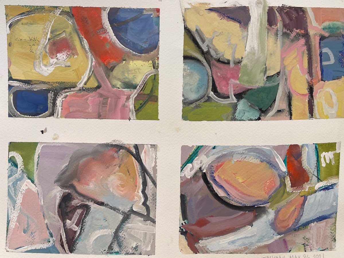 This morning’s gouache studies. Was thinking about the beautiful drive yesterday to central Arkansas from the Ozarks. No video today because I’m on the road.