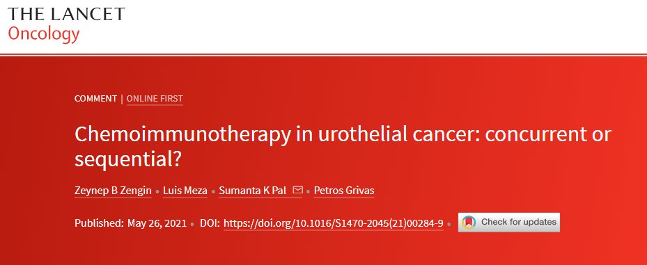 🚨Hot off the press! 
It was a true pleasure working with @ZeynepZengin and oncology luminaries @montypal and @PGrivasMDPhD on this commentary discussing chemoimmunotherapy in UC in the light of the results of KEYNOTE-361. @COHMedOnc 
doi.org/10.1016/S1470-…