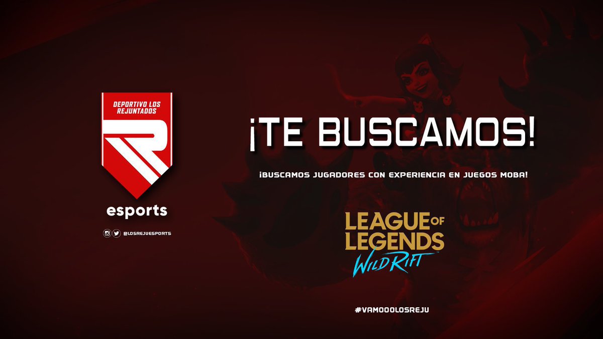 #LOLWR • RECLUTAMOS

Buscamos STAFF para el equipo de #LeagueofLegendsWildRift LAS o LAN.

Si tienes un equipo y no tienes organización también puedes contactarnos.

💰Beneficios staff y jugadores💰

#VamoooLosReju
