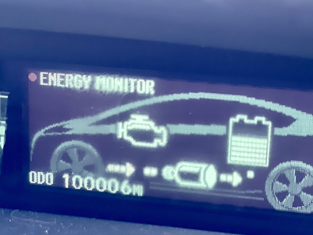 WylieTom's tweet photo. Pushed the olโ girl over 100k miles tonight. Go ahead and make your Prius jokes, Iโve heard them all. Rising gas prices you say? Hmmm, I didnโt notice. #NotJustACar #ItsALifestyle https://t.co/dZ7MtErvBq
