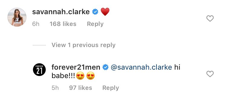 user @/forever21men on ig is flirting with savannah 👀