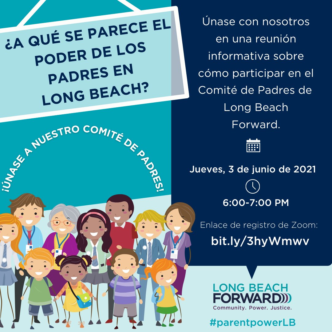 ¿Qué le parece el poder de los padres en Long Beach? ¡Únase a nosotros en esta primera reunión informativa sobre cómo participar en el Comité de Padres de Long Beach Forward! Registrarse:   bit.ly/3hyWmwv