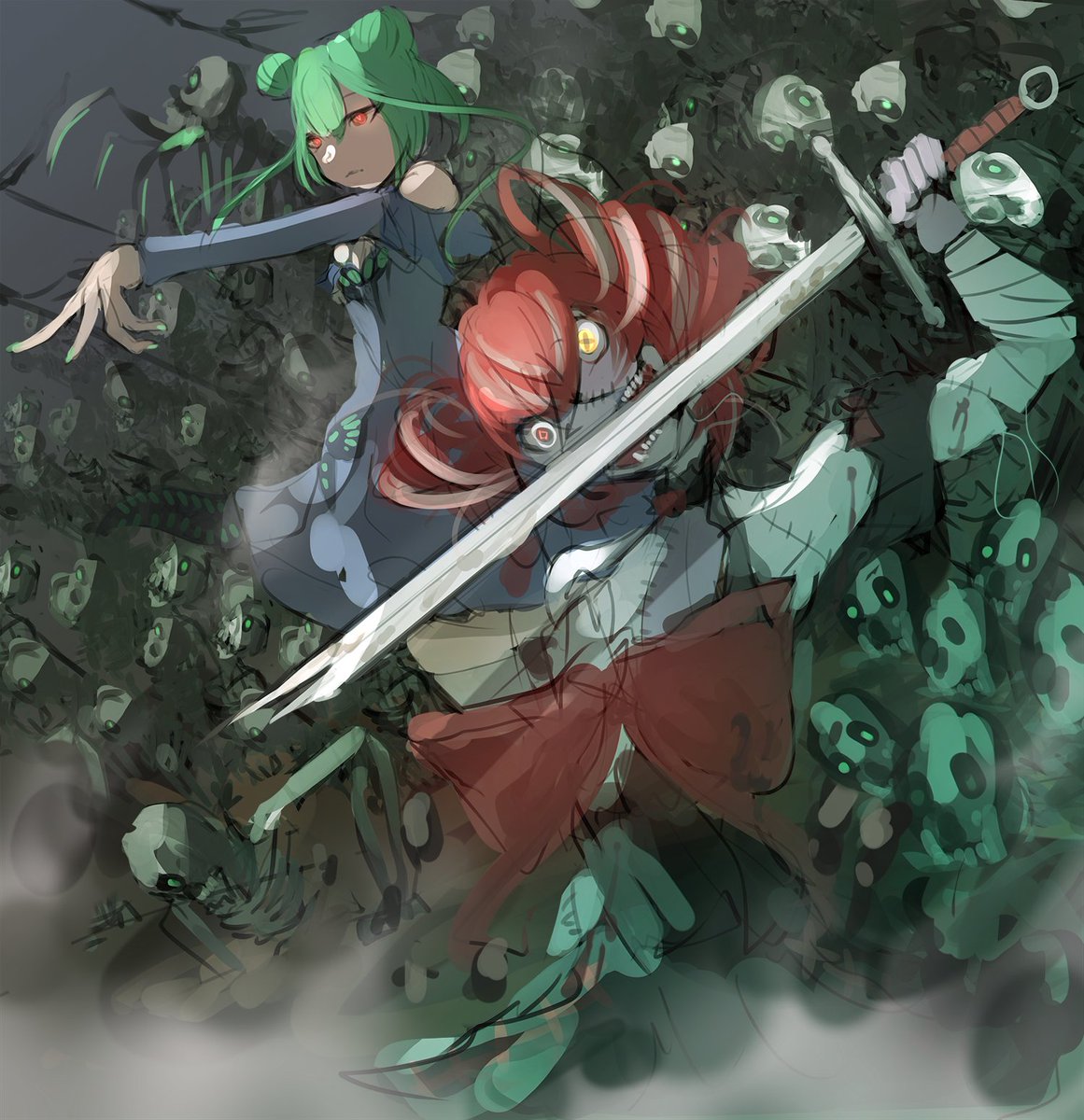 ネクロマンサーとゾンビ
 #絵クロマンサー #graveyART 