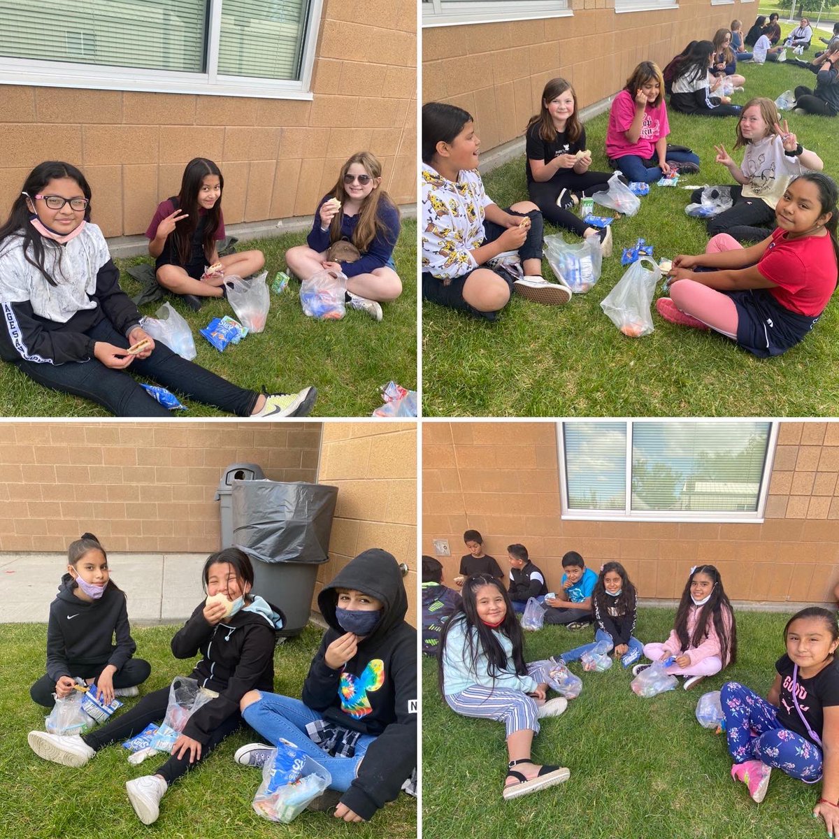 davidsonsonja's tweet photo. Because our Kindergarten and 6th grade students were on field trips today, the rest of our students got to eat outside like a picnic! It was a beautiful spring day and we loved seeing their happy faces as they visited with their friends and ate their yummy sack lunches! @ogdensd https://t.co/PDjvVEYLp5