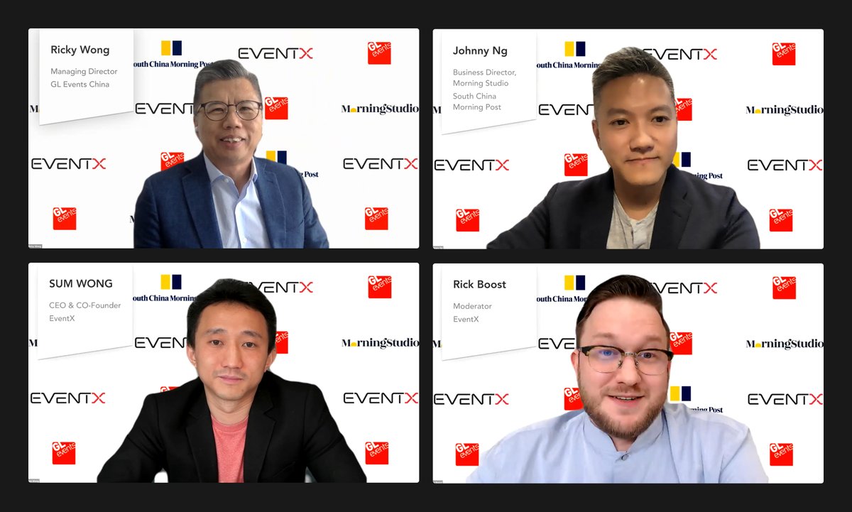 EventXtra's tweet image. Did you attend the Event-Driven Growth In The Time of COVID webinar?!
Big thanks to Johnny Ng from Morning Studio, SCMP; Ricky Wong from GL events China; and Sum Wong from EventX.
If you missed it, don't worry we'll be posting a full recap and video recording soon!