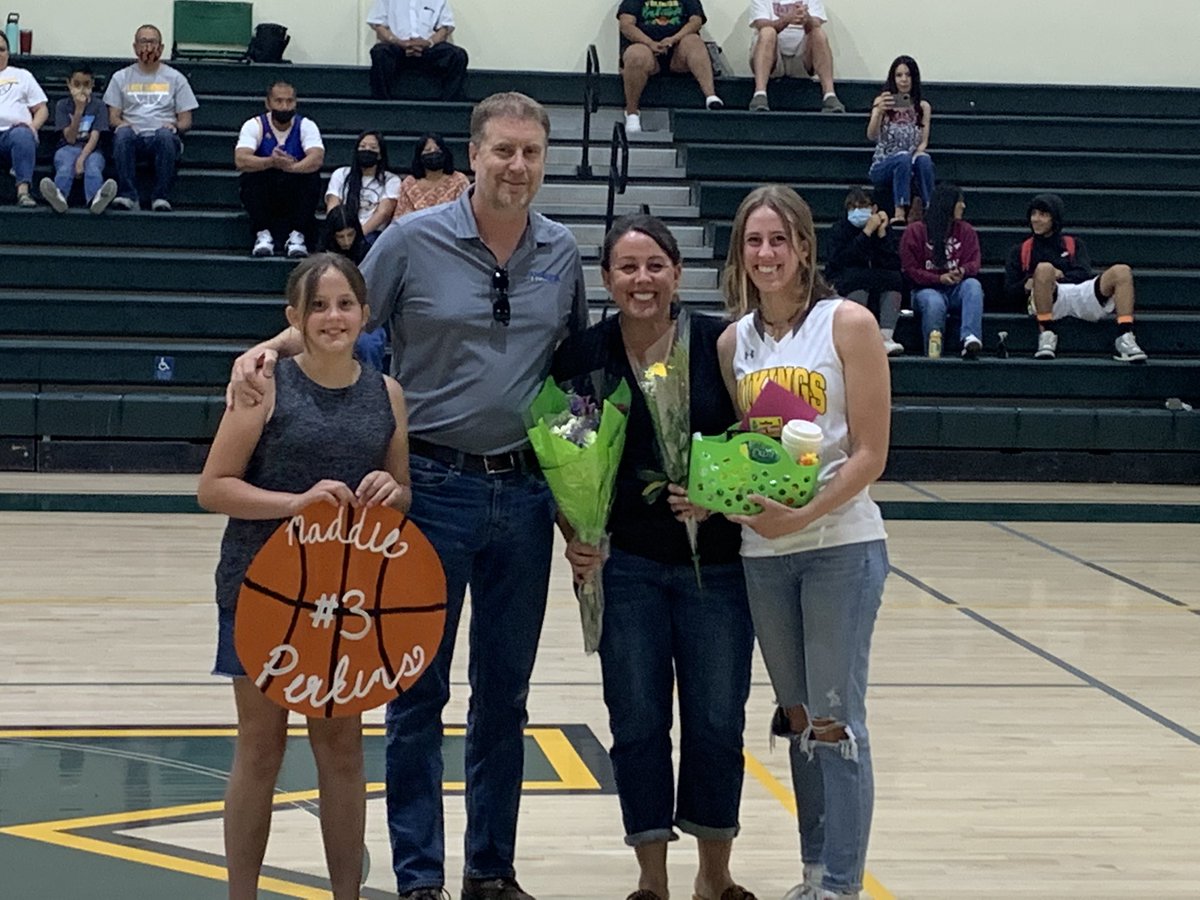 KingsburgGBB's tweet photo. Senior night 2021. Thank you to our seniors Maddie Perkins, Avneet Purewal, and Melody Lewis. You continually modeled hard work and a fighting spirit. You’ll be missed. #hardworkworkhard https://t.co/JkxLHN41w5