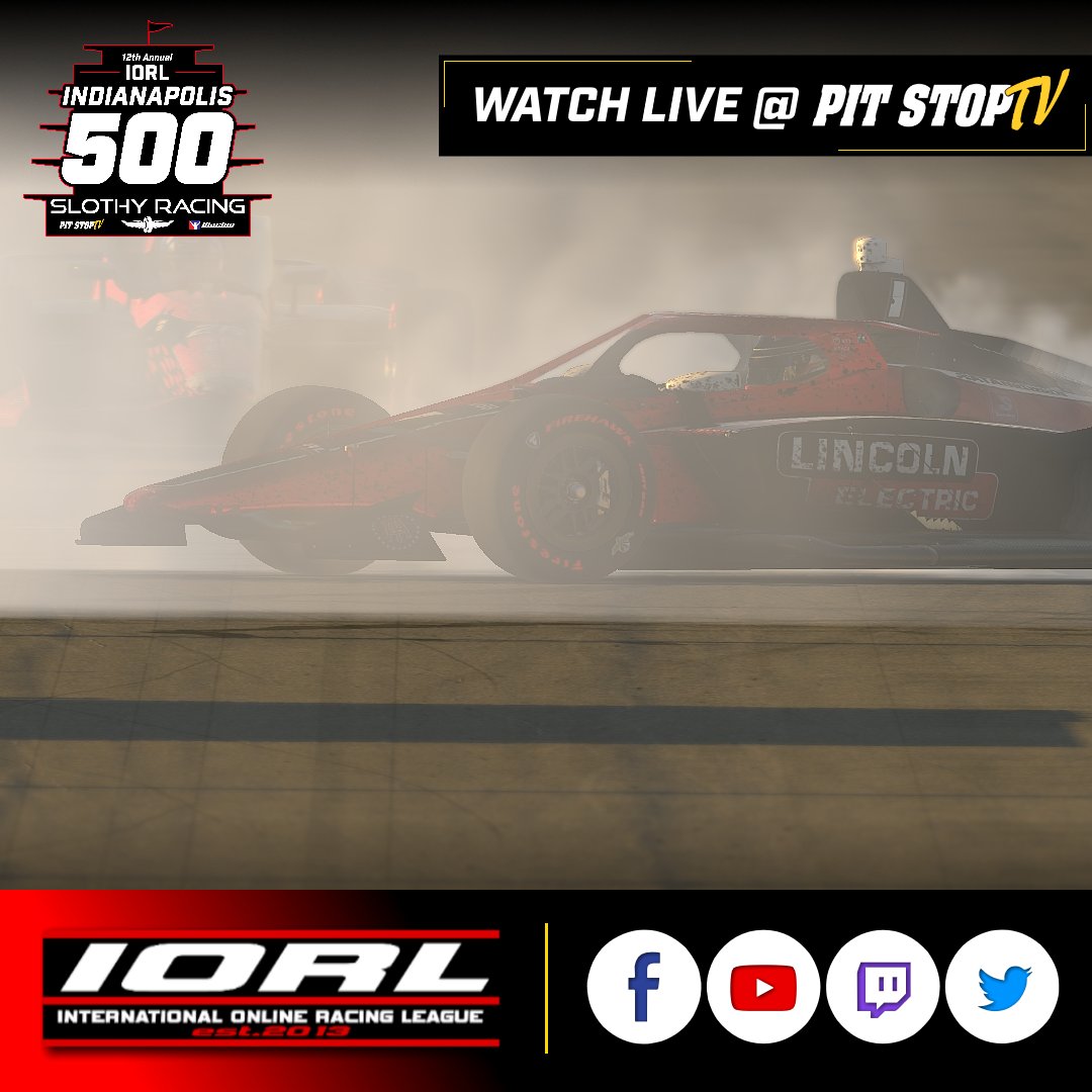 PitStopTV_'s tweet photo. Matt Chubb celebrates his IORL Indianapolis 500 win in the virtual Speedway, Indiana sunset, and the checkered flag flies on @pitstoptv_'s Indianapolis 1000. What a wild 48 hours for the crew. 

#IORL | #iRacing | #PitStopTV | #SimRacing https://t.co/szDMCYWMpR