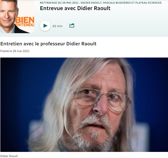 Volontariste's tweet photo. Stéphane Bureau s'entretient avec le professeur Didier Raoult : https://t.co/jAMUs7f0ah 📻
#covid19qc #polqc #AssNat #coronavirus #DidierRaoult #ProtocoleRaoult https://t.co/It3oJXGCNK