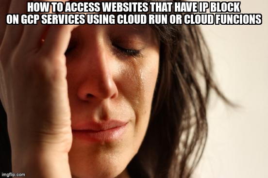overflow_meme's tweet image. How to access websites that have ip block on GCP services using Cloud Run or Cloud Funcions stackoverflow.com/questions/6771… #googlecloudrun #ipblocking #googlecloudfunctions #googlecloudplatform #webscraping